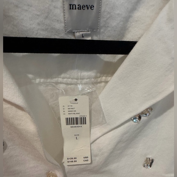 Maeve Crystal-Embellished Buttondown Shirt - Large - Picture 4 of 6